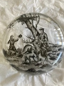 Antike Schwarzlot Hirschjagdszene auf Schale bemalt - Bild 1 von 13