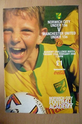 Academy Challenge Match U-15s - NORWICH CITY v MANCHESTER UNITED, 22 Feb 2000 - Image 1 of 2