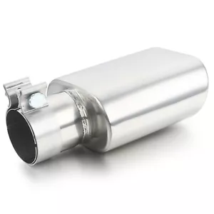 2.5" Inlet 5.5" x 3" Outlet Exhaust Tip Pipe Rolled Rectangle Slant Clamp-On - Foto 1 di 8
