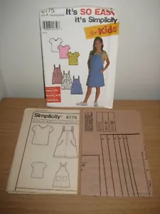 Simplicity 8175 Girls' Jumper w/ Pockets & Knit Top Size 7 8 10 12 14 16 Easy - Picture 1 of 5