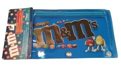 Bolsa de lápiz azul con cremallera crujiente de M&M Mead 2000 NOS Foto 1 de 4