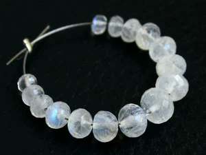3-5mm Natural White Moonstone Faceted Rondelle Semi Precious Gemstone Beads - Picture 1 of 5