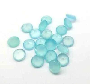 Natural Aqua Chalcedony Round Shape Faceted Cut Gemstone 3mm-20mm - Picture 1 of 12