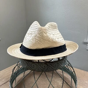 NWT Abercrombie & Fitch Women’s 100% Paper Fedora Hat OSFM Black Hat Band - Picture 1 of 11