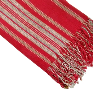 Stripe Red Multi 48 x 64 Fringed Throw Blanket - Picture 1 of 5