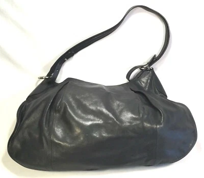 Claudio Orciani Black Leather Hobo Handbag Magnetic Snap Closure Interior Pocket - Image 1 of 4