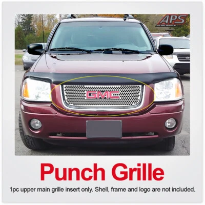 Se adapta a GMC Envoy 2001-2009 orificios redondos superiores de acero inoxidable inserción de rejilla cortada con láser Foto 1 de 4