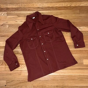 Vintage 80s Tobias Rust Pearl Snap Western Cowboy Button-Up Poly Shirt – Men’s L - Picture 1 of 5