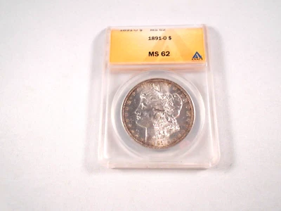 1891-O Morgan Silver Dollar ANACS  MS 62,  Better Date, Light Toning - Image 1 of 4
