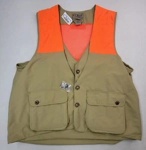 LL Bean Hunting Vest Mens 2XL Beige Hunter Orange Huge Game Bag/Pocket Nylon - Picture 1 of 10