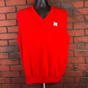 Peter Millar Red Men's Nebraska Cornhusker Vest Merino Wool Large - Picture 1 of 6