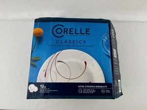 Corelle Splendor Coupe Splendid White Mix Red Round 12Piece Dinnerware Set USA - Picture 1 of 8