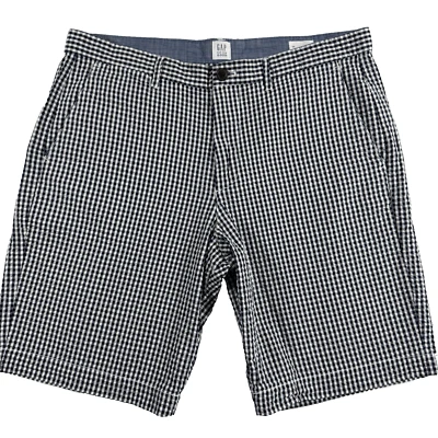 Gap Seersucker Navy Gingham Check Shorts Men's 34 Flat Front 9' inseam Cotton - Image 1 of 4