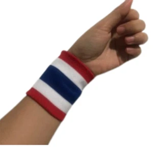 Elastic Wrist Sweatband Thai Flag MuayThai Fitness Vogue Sport Fashion x 4 pcs - Picture 1 of 8