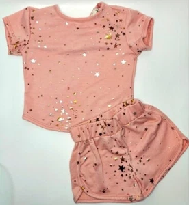 2 Piece 2T Toddler Short Set! Pink With Beautiful Gold Stars! Brand New - Picture 1 of 4
