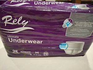 New Rely Ultimate Absorbent Underwear w/ Odor Guard -Size M (34” to 46”) 25 Ct - Picture 1 of 2