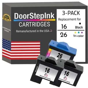 DoorStepInk Compatible Ink Cartridges For Lexmark 16 26 2 Black 1 Color 3 PK-USA - Picture 1 of 5