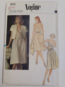 Dress Cropped Jacket 12 Vogue 8005 Sewing Pattern VTG Crossover V Neck Sexy Cut - Picture 1 of 10