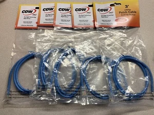 Lot of 5 CDW A3L781-03BL-CDW 3' CAT5E PATCH CABLE RJ45M/M BLUE - Picture 1 of 5