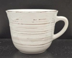 Trellis Gourmet Basics by Mikasa Mug White with Brown Rings Ceramic Coffee Mug - Picture 1 of 8
