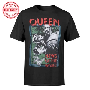 Camiseta Queen News Of The World Rock Band Oficial Negra Nueva - Camisa Queen Rock - Imagen 1 de 4