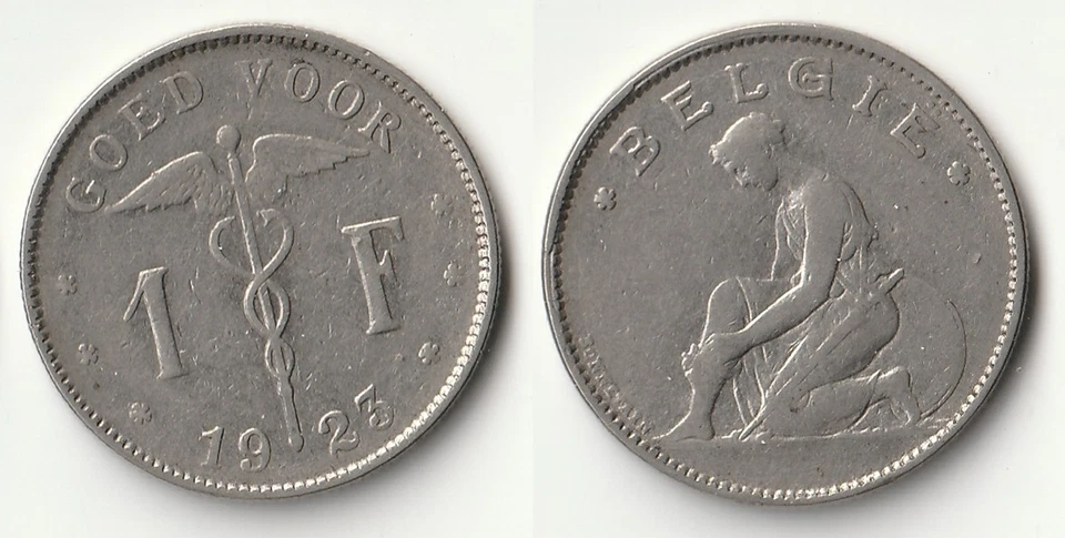 Moneda de 1 franco Bélgica 1923 versión holandesa Foto 1 de 1