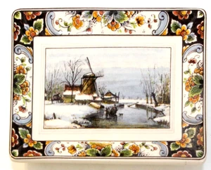 Delft Holland Trinket Tray Plate Dish Wall Art VTG 6" Windmill Ceramic - Picture 1 of 4