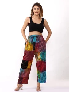 Pantalón pijama de bolsillo estampado tie dye de algodón para mujer al por mayor lote mixto - Imagen 1 de 6