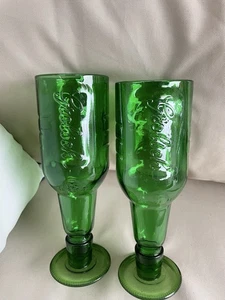 RARE ITEM- Pair of Grolsch Lager Upcycled Bottle Style Chalice Glass - Picture 1 of 7