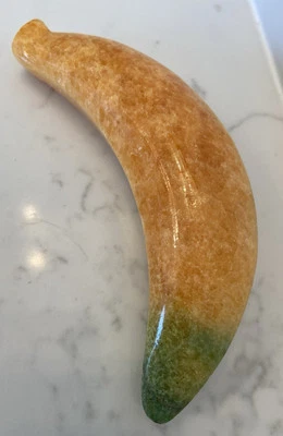 Piedra de plátano italiano vintage de alabastro fruta mármol color amarillo y verde Foto 1 de 4