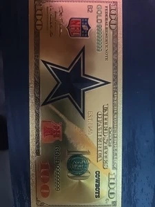 Dallas Cowboys $100 Gold Foil Banknote - Picture 1 of 2