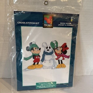 Mickey Unlimited "Snow Mouse" Cross Stitch Kit 6.24" X 10" Minnie Snowman Winter - Picture 1 of 3