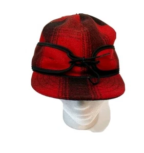 Stormy Kromer Red Plaid Size 7 Wool Blend Outdoor Hat Ear Flaps The Original (M - Picture 1 of 7