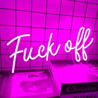 NEON LED Licht, dekorative Wand-Leuchte, Fuck off, pink, ca. 44 x 20 cm - Bild 1 von 4