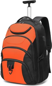 Rolling Backpack,17 Inch Water Resistant Wheeled Backpack,Carry on Luggage Busin - Picture 1 of 6