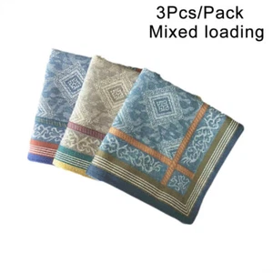 3PCS Men Pocket Square Formal Paisley Pattern Hanky Wedding Black Handkerchief - Picture 1 of 18