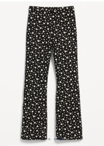 NWT Old Navy Black Hearts Elastic Waist Full Length Flare Leggings Size L 10/12 - Picture 1 of 7