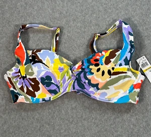 Anne Cole Multi Printed Twist Front Underwire Bikini Top Women's 38C/40B New - Picture 1 of 7