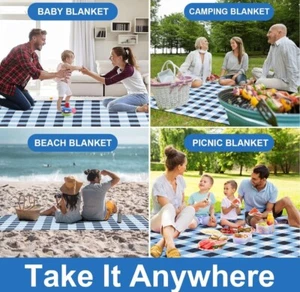 Outdoor Picnic Blanket 79"X77" Picnic Mat Extra Large Beach Mat Camping Travel - Picture 1 of 5