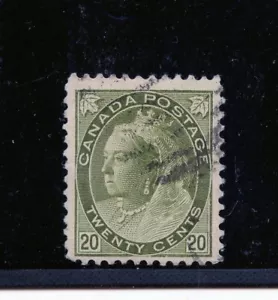 KMC4076-Canada #84 (C811) Queen Victoria 20¢ verde oliva, usato, FVF, CV$110,00 - Foto 1 di 2