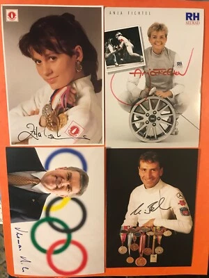 4 Autogramme FECHTEN Thomas Bach IOC Präsident Fichtel Funkenhauser Behr xyz - Bild 1 von 2