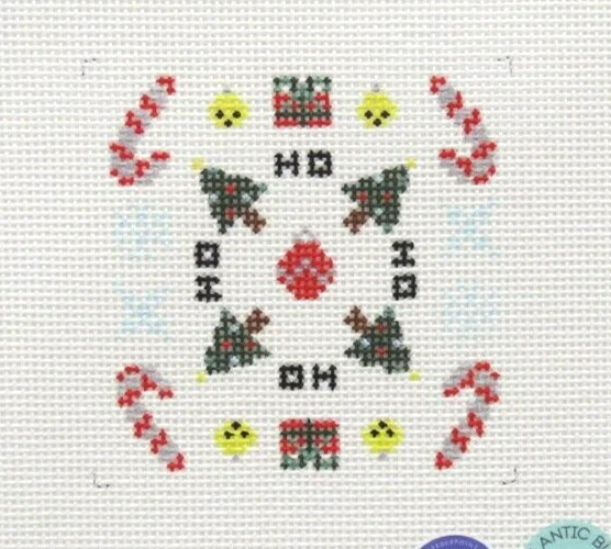 Atlantic Blue Christmas Mini Kaleidoscope Handpainted Needlepoint Canvas - Image 1 of 1