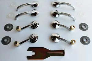 1951 Chevrolet 1952 CAR 4 door interior door handle & window crank set IVORY - Picture 1 of 6