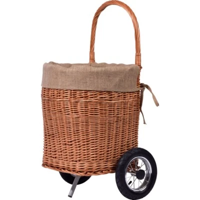 Kaminholzwagen Weide Einkaufskorb auf Rollen Holzwagen Transportkorb Trolley - Bild 1 von 4