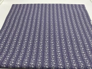 Peter Pan Cotton Fabric Purple with Double White Stripes and Roses 2.5 Yards VTG - Picture 1 of 18