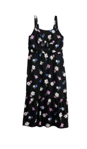 Girls Dress SO Black Floral Striped Knot Front Midi Halter Beach Sundress Size 7 - Picture 1 of 4