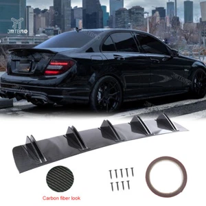 Carbon Fiber Style Rear Diffuser Lower Bumper 5 Fins Lips For Mercedes-Benz C63 - Picture 1 of 18
