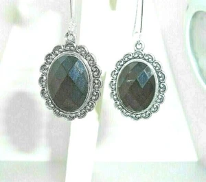 New Beautiful BLACK Resin Crystal Silver-tone Drop Dangle Earrings 1-15/16" Long - Picture 1 of 3