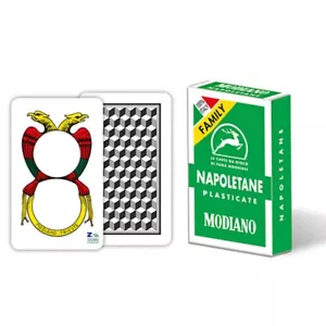 CARTE DA GIOCO NAPOLETANE MODIANO VERDE PLASTIFICATE LINEA FAMILY - Foto 1 di 1