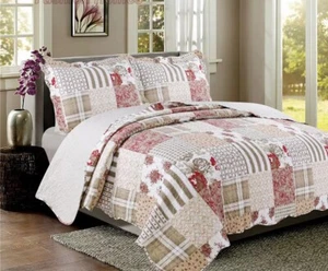 Edredón para cama, juego ligero de edredón de 3 piezas, colcha suave - mosaico floral - Imagen 1 de 4